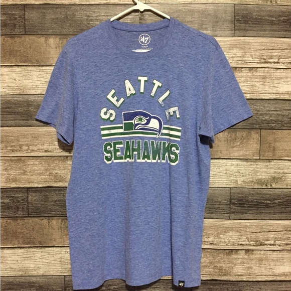 47 Brand Seattle Seahawks NFL Retro Logo T Shirt Men’s M Blue - Picture 4 of 7